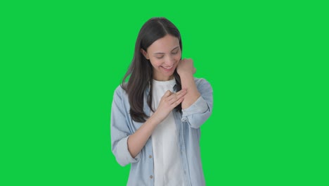 Happy-Indian-girl-removing-the-bandage-Green-screen