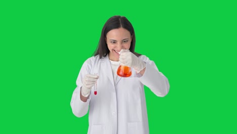 Psychic-Indian-female-scientist-doing-experiments-in-a-lab-Green-screen