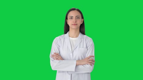 Portrait-of-Indian-female-scientist-Green-screen
