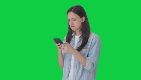 Angry-Indian-girl-chatting-with-someone-Green-screen