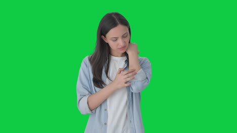 Indian-girl-applying-a-bandage-Green-screen