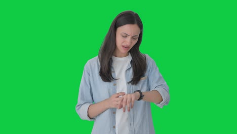 Angry-Indian-girl-waiting-for-someone-Green-screen