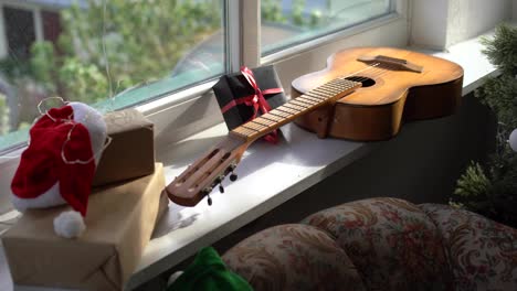 acoustic-guitar.-Christmas-gift-with-space-for-text