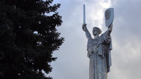 view-of-Motherland-giant-steel-monument-sculpture-in-Kiev,-Ukraine