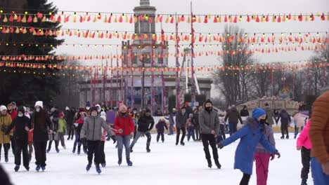 Kiev-Ukraine---January-11,-2021:-Skating-rink-on-the-territory-of-the-National-Complex-Expocenter-of-Ukraine-VDNH