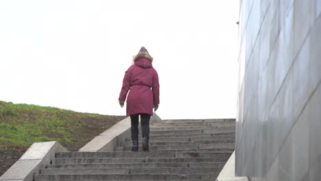 Woman-facing-a-challenge.-woman-climbing-the-steps.