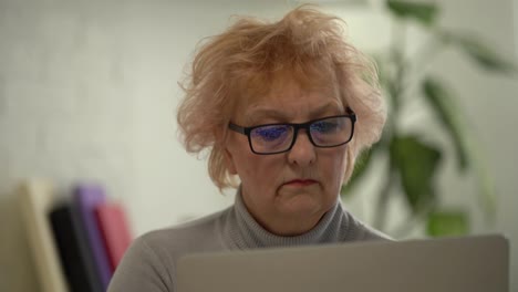 Elderly-working-on-laptop-at-home.-Portrait-of-senior-businesswoman-having-phone-call-and-working-on-computer-remotely-at-home