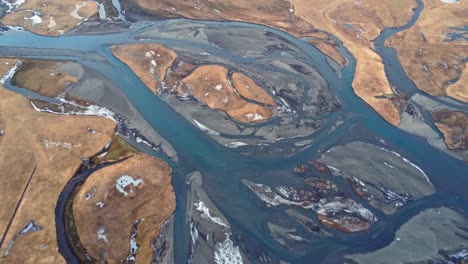 Aerial-breathtaking-view-if-river-estuary-in-nature