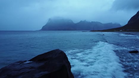 Sea-washing-rocky-coast-in-Norway