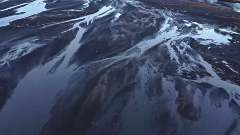 Aerial-breathtaking-view-if-river-estuary-in-nature