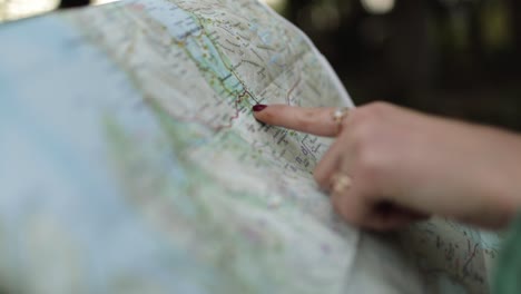 Cropped-anonymous-tourist-with-map-in-field