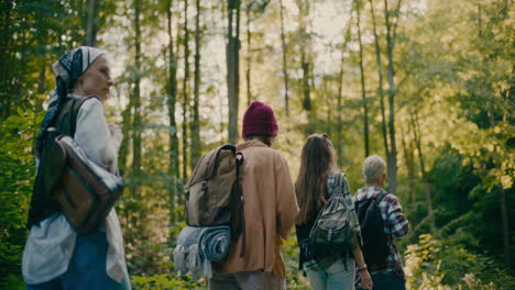 Tourists-With-Backpacks-Exploring-Forest-During-Vacation