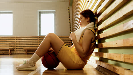 Caucasian-girl-in-basketball-court