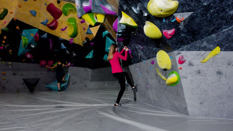 Teenager-bouldering-in-a-gym