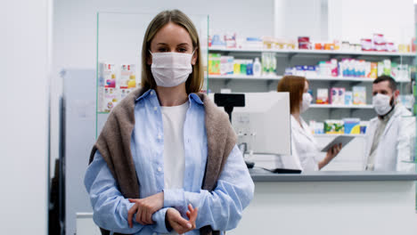 Woman-with-medical-mask-at-the-pharmacy