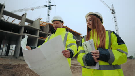 foreman-and-female-building-inspector-are-walking-in-construction-site