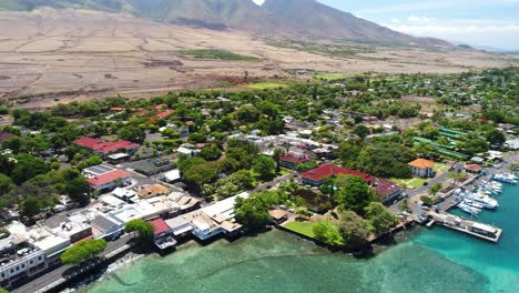 The-Historic-Aerial-Drone-View-of-Front-Street-in-Lahaina-Maui-4K