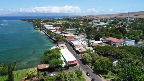 The-Historic-Aerial-Drone-View-of-Front-Street-in-Lahaina-Maui-4K