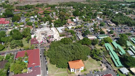 Cinematic-Aerial-Drone-Shot-of-the-Front-Street-Area,-In-Lahaina,-Maui,-Prior-to-the-2023-Fires