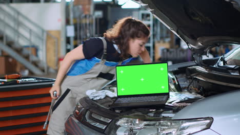 Laptop-Mit-Grünem-Bildschirm-In-Der-Reparaturwerkstatt