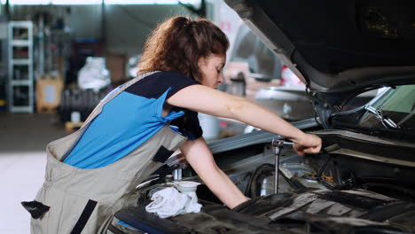 Mechanic-in-garage-changing-car-oil