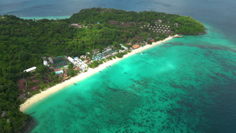 Aerial-shot-rotating-around-the-blue-waters-of-Long-Beach-in-Thailand