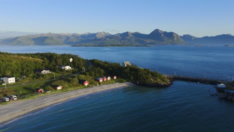 Beach-And-Beachfront-Houses-In-Bovaer,-Skaland,-Norway-During-Summer