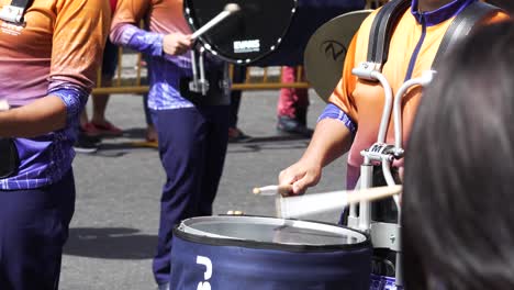 Shot-of-Drummer-in-Marching-Band-During-Costa-Rican-Independence-Day-Parade