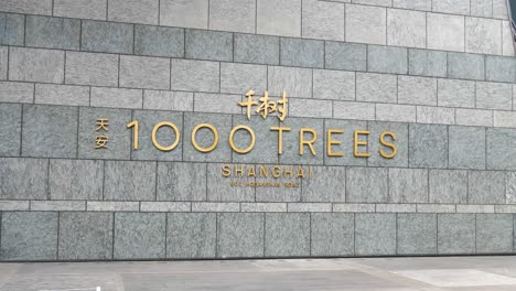 Hand-held-shot-of-the-1000-Trees-Shopping-Mall-in-Shanghai,-China