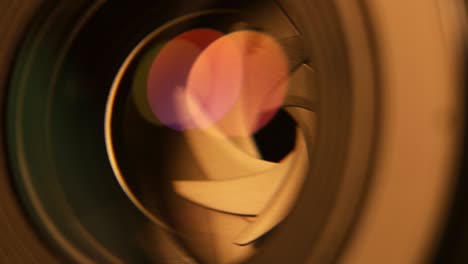 Diaphragm-aperture-of-a-camera-lens-in-great-detail,-macro-shot,-close-up-view