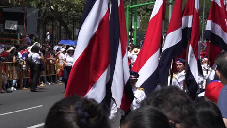 Flag-Bearers-Marching-Down-Avenue-During-Costa-Rican-Independence-Day-Parade