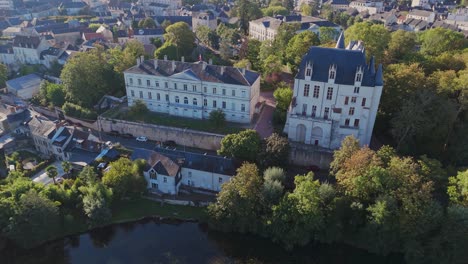 Drone-shot-of-Château-Raoul-in-Chateauroux-and-Prefecture,-France