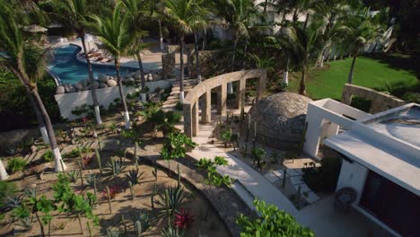 Aerial-Resort-Retreat-At-Huatulco,-Mexico