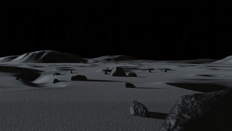 Animación-3D-De-Las-Rocas-Y-Cráteres-De-La-Superficie-Lunar-Durante-La-Noche.