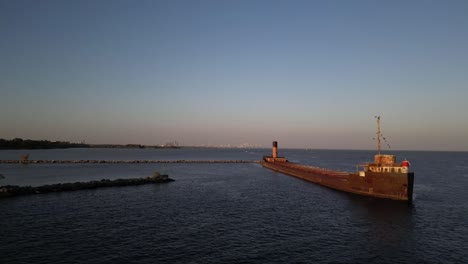 Fast-pace-forward-shot-towards-an-abundant-ship-in-Port-Credit-during-sunset