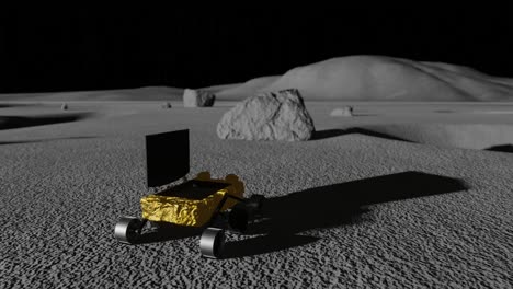 3D-Animation-of-Chandrayaan's-rover-moving-on-the-Moon-towards-a-large-rock