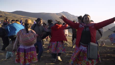 Morning-at-the-Tayta-Shanti-festival-in-Huancayo,-Peru