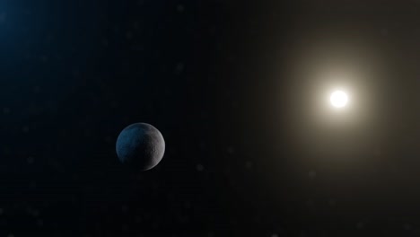 3D-Animation-Des-Mondes-Im-Weltraum-Mit-Der-Sonne-Im-Hintergrund