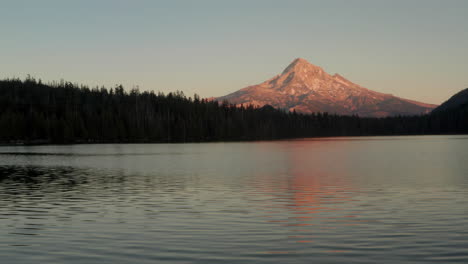 Low-aerial-slider-shot-of-Mount-Hood-from-lost-lake
