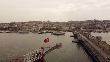 Aerial-drone-footage-of-Galata-Bridge-and-Istanbul