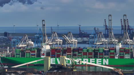 The-container-ship-the-Evergreen-moored-at-Maasvlakte-in-Netherlands