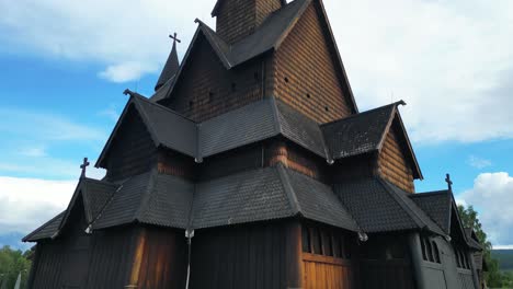 Heddal-Stave-Church-in-Vestfold-og-Telemark,-Norway,-Scandinavia---Tilt