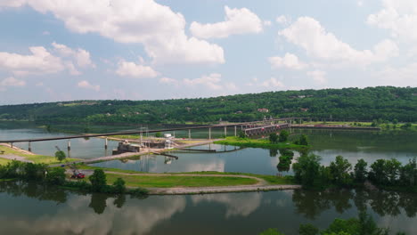View-Of-Big-Dam-Bridge-From-Cook's-Landing-Park-In-Little-Rock,-Arkansas,-USA