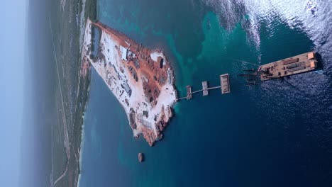 Construction-site-of-new-port-in-Cabo-Rojo,-Dominican-Republic,-aerial-portrait