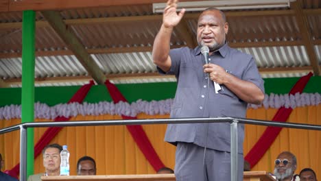 James-Marape,-Prime-Minister-of-Papua-New-Guinea-gives-public-speech