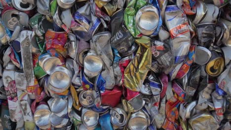 Close-up-of-bales-of-aluminum-cans-compacted-for-recycling