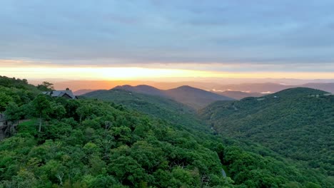vacation-homes-in-foreground-aerial-at-sunrise-near-boone-and-blowing-rock-nc,-north-carolina