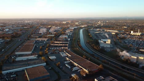 Canadian-Pacific-Kansas-City-Railway-office-in-morning-drone-shot-in-early-autumn