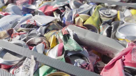Close-up-of-a-bale-of-compacted-aluminum-cans-ready-for-recycling