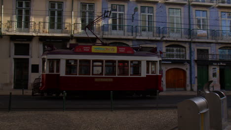 Traditional-Tram-Transportation-In-The-City-Of-Lisbon,-Portugal
